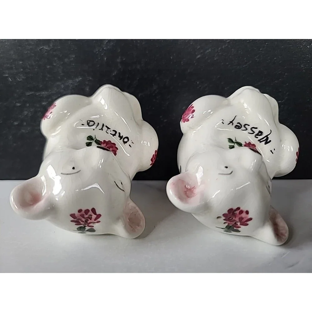 Plichta London England Floral Bear Ceramic Salt And Pepper Shakers Vintage, READ